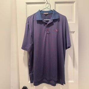 Peter Millar Crown Seal Polo Shirt Men’s Large Blue Red Stripe Golf Performance